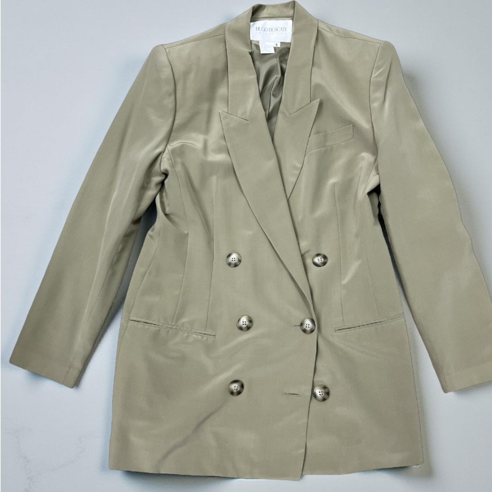 Hugo Buscati Olive Silk Blazer Dress NWT